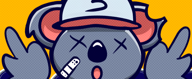 The 3BLOKES koala: X eyes, backwards cap, durry, shakas up